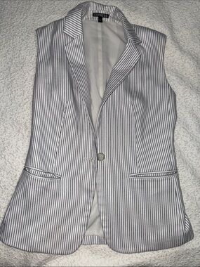 Express White Sleeveless Pinstripe Blazer Vest
